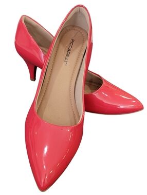 Piccadilly Coral Pink Patent Pointed-Toe Pumps Made in Brazil Women’s 9